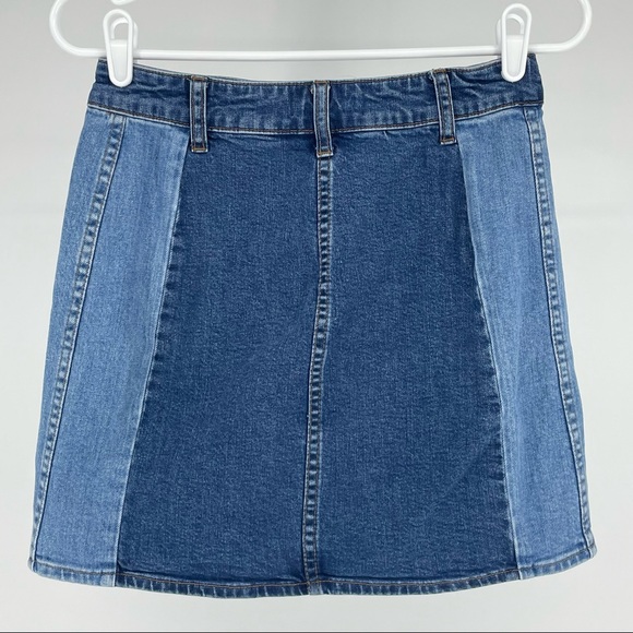 MADEWELL STRETCH DENIM STRAIGHT MINI SKIRT PIECED EDITION 25 BLUE - Picture 4 of 7